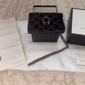 Gucci Dionysus GG Velvet Super Mini Chain Wallet / WOC)